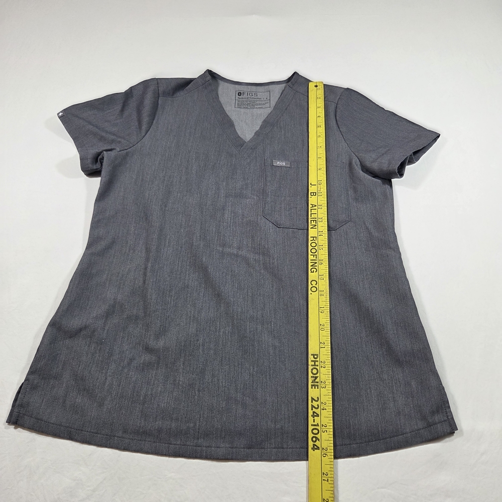 Figs Scrubs Top Gray V-Neck Top Short Sleeve Nurse Top Charcoal - Picture 8 of 9